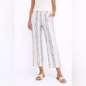 CP Shades Linen Wide Leg Cropped Pants Lagenlook Aztec Stripe Tribal coastal